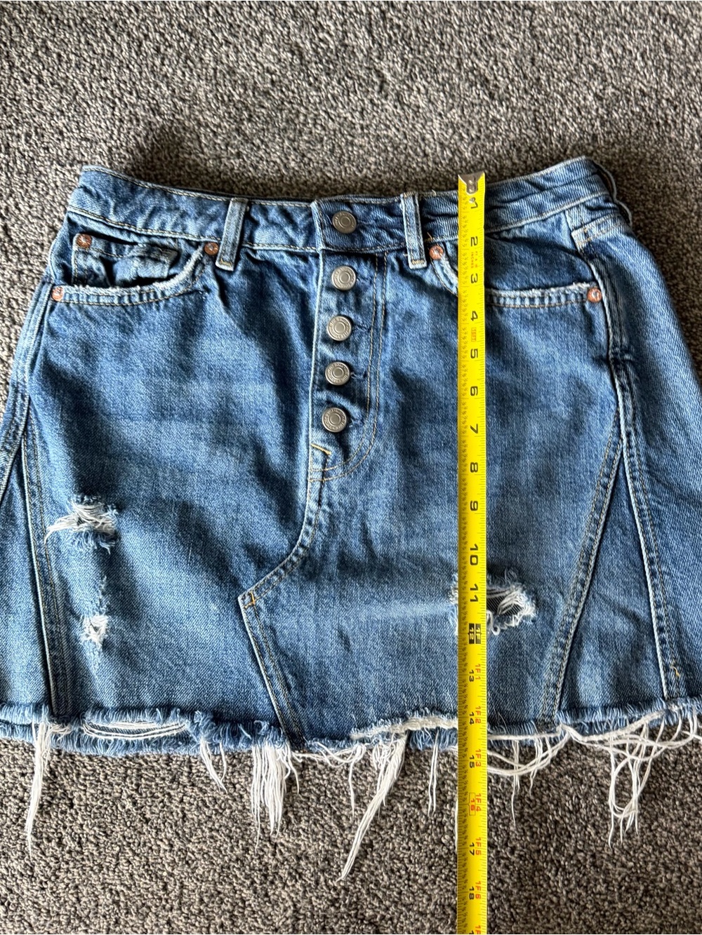 Free People Distressed Button-Front Denim Mini Skirt - Picture 6 of 6